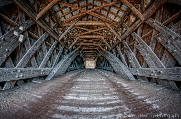 Livingston Manor Covered Bridge - HDR using 4 exposure's - Nex-7 w/ Rokinon 8mm Fisheye Lens Livingston Manor Covered Bridge - HDR using 4 exposure's - Nex-7 w/ Rokinon 8mm Fisheye Lens