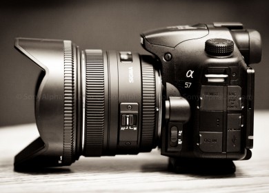 Sony A57 w/ Sigma 50mm f/1.4 EX DG HSM Lens - Left Side