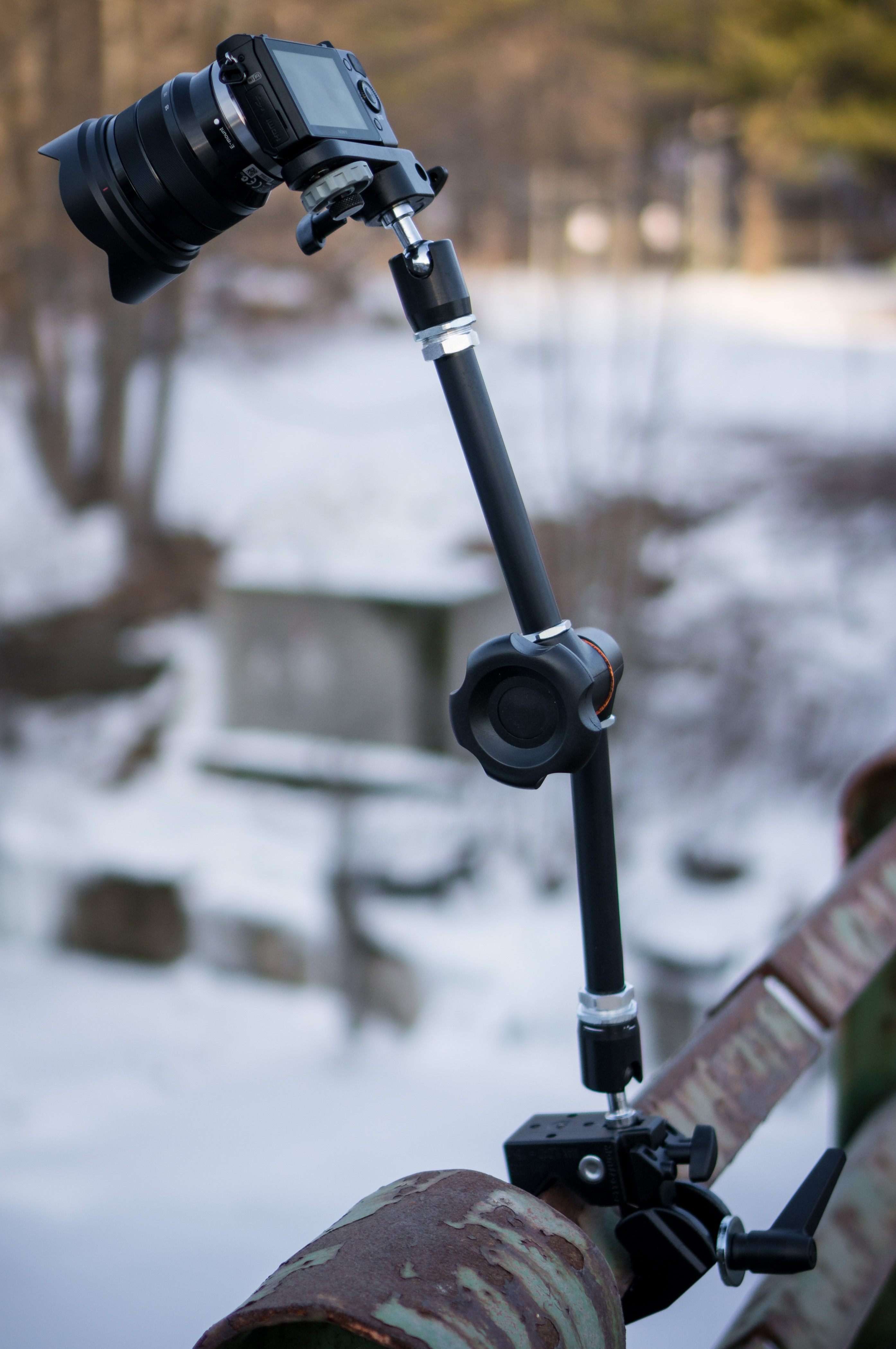Sony Nex-5r using Manfrotto magic Arm and Super Clamp