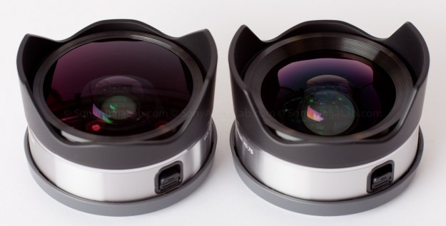Left - VCL-ECF1 E-Mount Fisheye Conversion Lens   Right - Sony VCL-ECU1 18mm E-Mount Wide Angle Conversion Lens