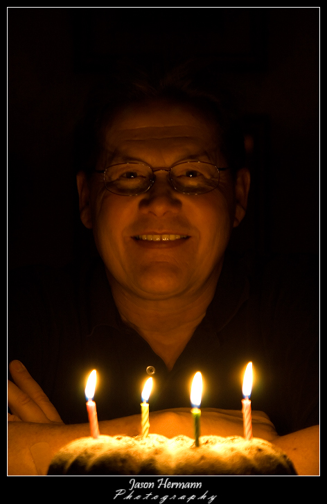 My Dad on his B-Day Upward Candle Light Source