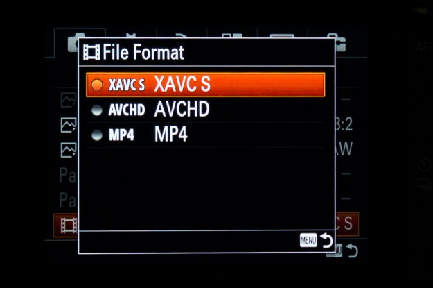 Sony A7s Menu - File Format