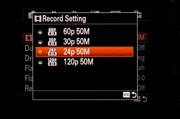 Sony A7s Menu - Record Settings
