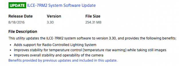 Sony A7r Mark III Firmware Update